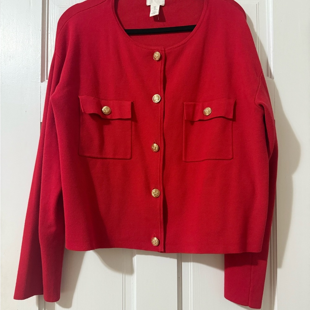 H&M Red Blazer with Gold Buttons, size L